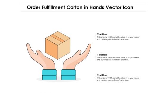 Order Fulfillment Carton In Hands Vector Icon Ppt PowerPoint Presentation Inspiration Layout PDF