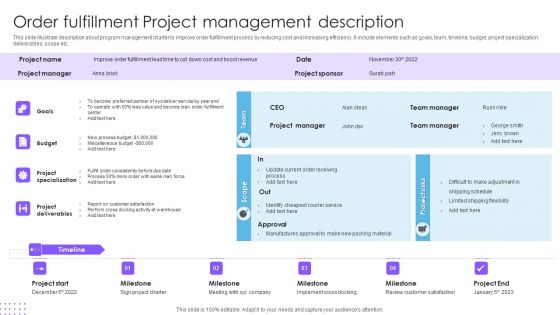 Order Fulfillment Project Management Description Ppt Model Topics PDF