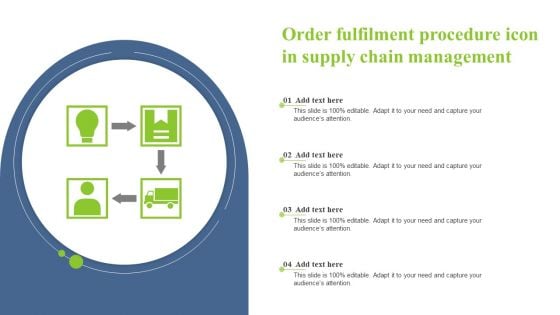 Order Fulfilment Procedure Icon In Supply Chain Management Ideas PDF