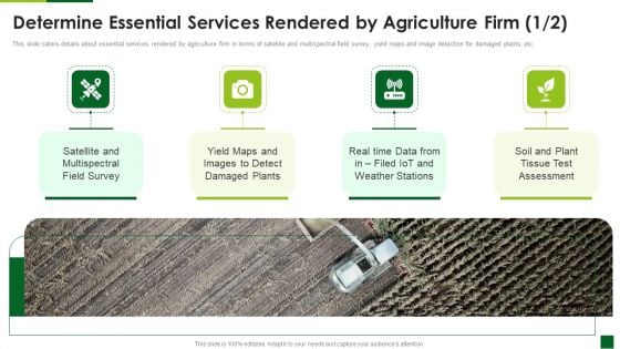 Organic Agriculture Organization Pitch Deck Determine Essential Services Rendered By Agriculture Firm Sample PDF