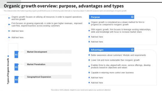 Organic Growth Overview Purpose Advantages And Types Brochure PDF