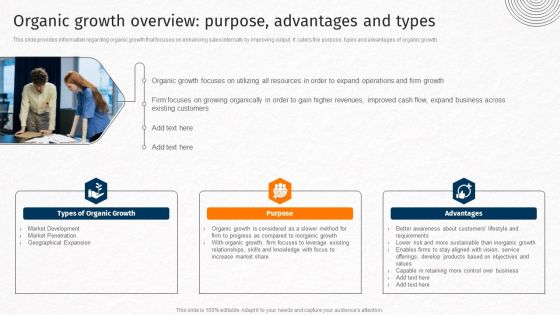 Organic Growth Overview Purpose Advantages And Types Techniques For Crafting Killer Background PDF