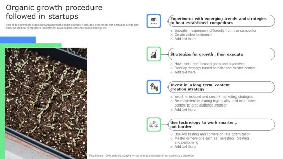 Organic Growth Procedure Followed In Startups Icons PDF