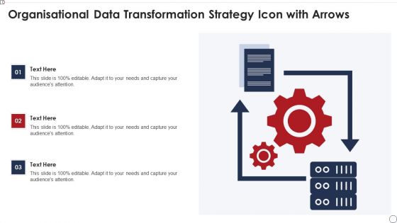 Organisational Data Transformation Strategy Icon With Arrows Sample PDF