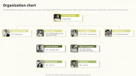 Organization Chart Global Food Products Company Profile Brochure PDF