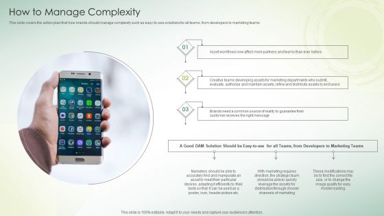 Organization DAM Services How To Manage Complexity Ppt Slides Infographics PDF