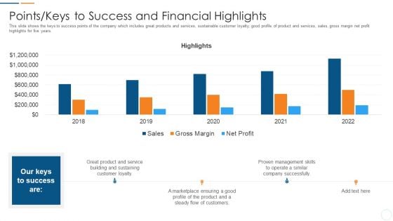 Organization Development Initiatives For Startups Points Keys To Success And Financial Highlights Graphics PDF