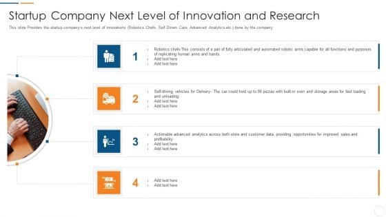 Organization Development Initiatives For Startups Startup Company Next Level Of Innovation And Research Diagrams PDF