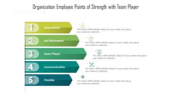 Organization Employee Points Of Strength With Team Player Ppt PowerPoint Presentation File Background Designs PDF