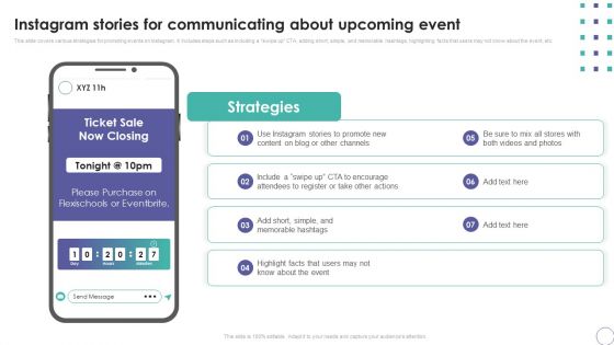 Organization Event Strategic Communication Plan Instagram Stories For Communicating About Upcoming Event Portrait PDF