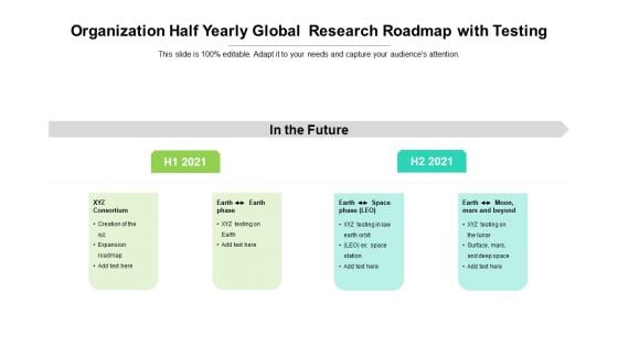 Organization Half Yearly Global Research Roadmap With Testing Brochure Organization Half Yearly Global Research Roadmap With Testing Brochure