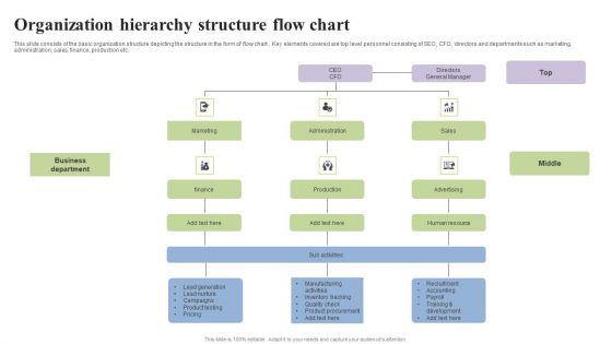 Organization Hierarchy Structure Flow Chart Slides PDF