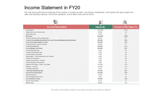 Organization Performance Evaluation Income Statement In FY20 Information PDF