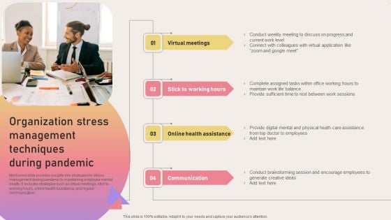 Organization Stress Management Techniques During Pandemic Graphics PDF