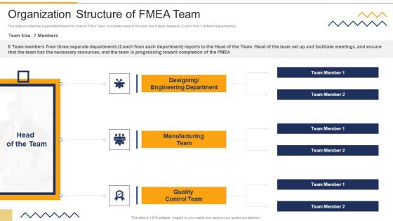 Organization Structure Of FMEA Team FMEA Techniques For Process Assessment Guidelines PDF