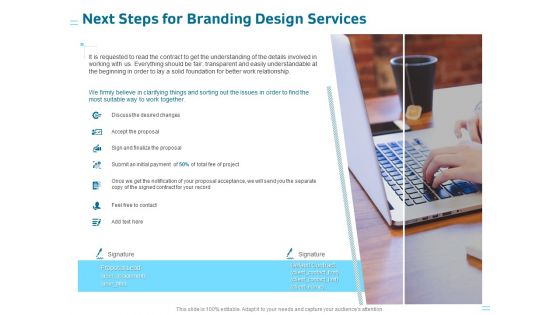 Organization Trademark Design Proposal Next Steps For Branding Design Services Sample PDF