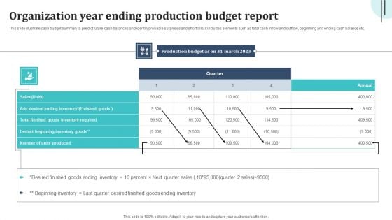 Organization Year Ending Production Budget Report Information PDF
