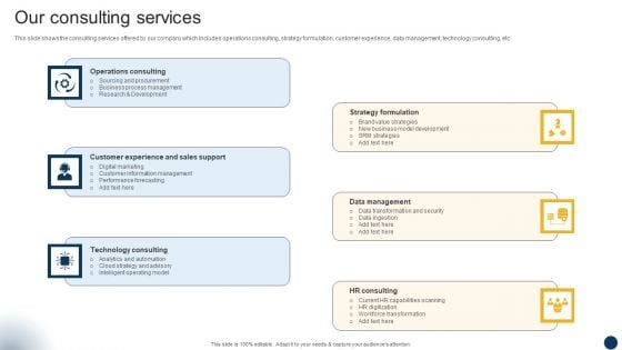 Organizational Advisory Solutions Business Profile Our Consulting Services Summary PDF