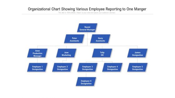 Organizational Chart Showing Various Employee Reporting To One Manger Ppt PowerPoint Presentation File Grid PDF