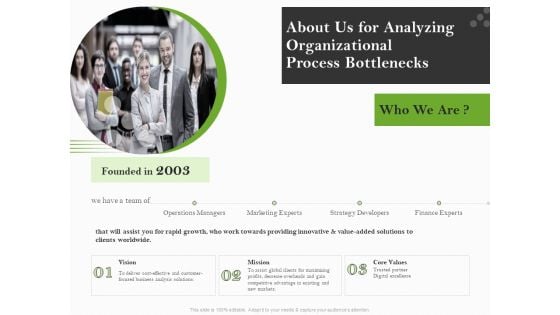 Organizational Development About Us For Analyzing Organizational Process Bottlenecks Sample PDF