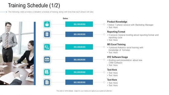 Organizational Development And Promotional Plan Training Schedule Dates Portrait PDF