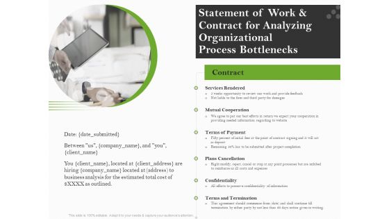 Organizational Development Statement Of Work And Contract For Analyzing Organizational Process Bottlenecks Mockup PDF