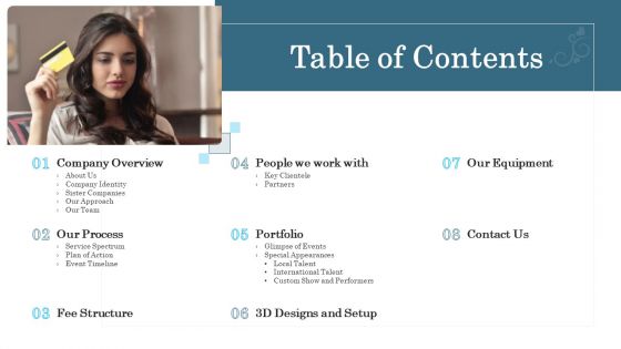 Organizational Event Management Table Of Contents Clipart PDF