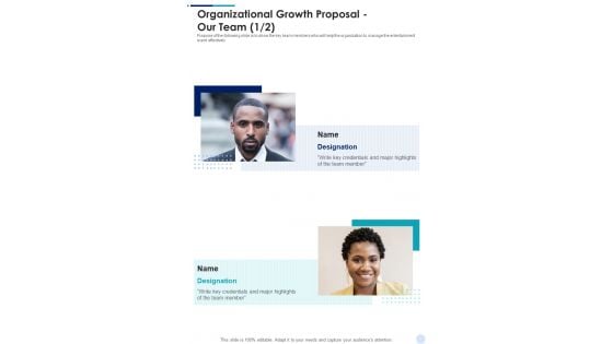 Organizational Growth Proposal Our Team One Pager Sample Example Document