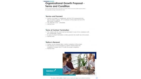 Organizational Growth Proposal Terms And Condition One Pager Sample Example Document