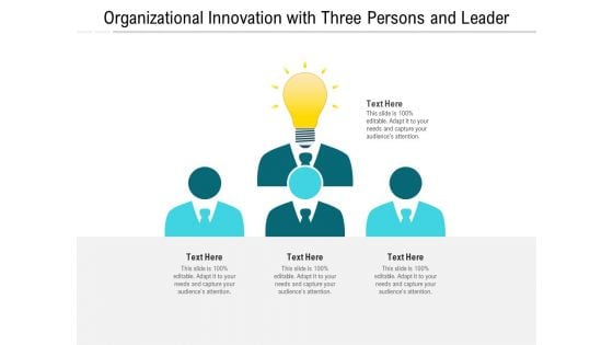 Organizational Innovation With Three Persons And Leader Ppt PowerPoint Presentation File Inspiration PDF