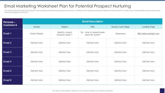 Organizational Issue Resolution Tool Email Marketing Worksheet Plan For Potential Prospect Nurturing Rules PDF