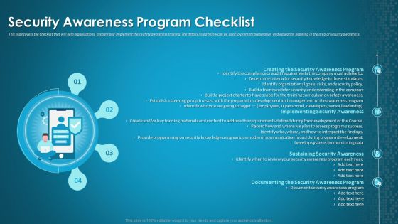 Organizational Network Staff Learning Security Awareness Program Checklist Background PDF