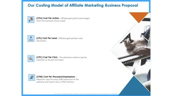 Organizational Performance Marketing Our Costing Model Of Affiliate Marketing Business Proposal Download PDF