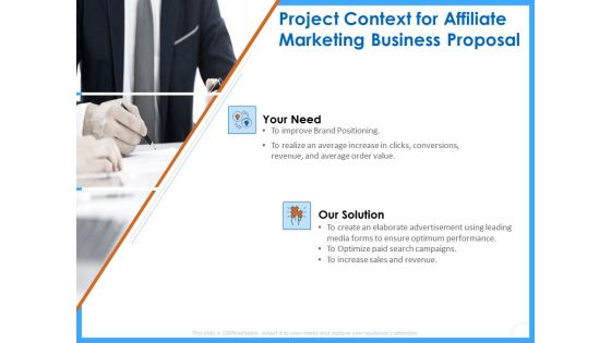 Organizational Performance Marketing Project Context For Affiliate Marketing Business Proposal Template PDF