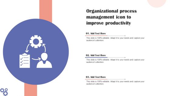 Organizational Process Management Icon To Improve Productivity Portrait PDF