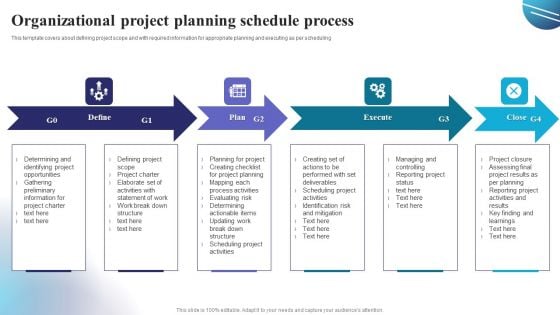 Organizational Project Planning Schedule Process Diagrams PDF