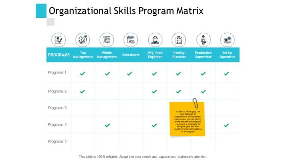 Organizational Skills Program Matrix Ppt PowerPoint Presentation Show Demonstration