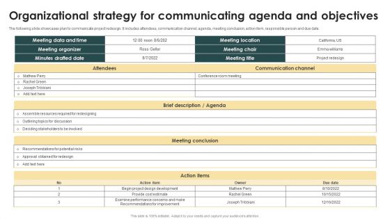 Organizational Strategy For Communicating Agenda And Objectives Ppt Portfolio Topics PDF Organizational Strategy For Communicating Agenda And Objectives Ppt Portfolio Topics PDF