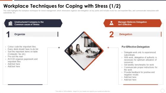 Organizational Stress Management Tactics Workplace Techniques For Coping With Stress Clipart PDF