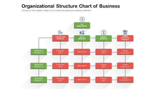 Organizational Structure Chart Of Business Ppt PowerPoint Presentation Infographics Example Topics PDF