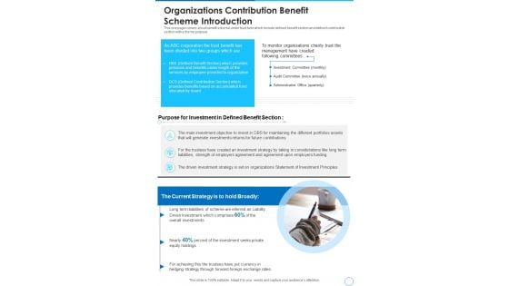 Organizations Contribution Benefit Scheme Introduction Template 135 One Pager Documents