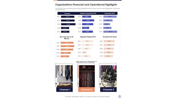 Organizations Financial And Operational Highlights One Pager Documents