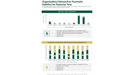 Organizations Retroactive Payments Statistics For Financial Year One Pager Documents