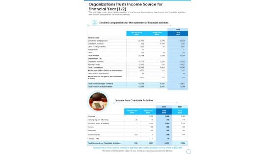 Organizations Trusts Income Source For Financial Year Template 137 One Pager Documents