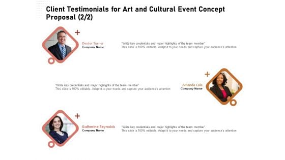 Organizing Perfect Arts Culture Festival Client Testimonials For Art And Cultural Event Concept Introduction PDF