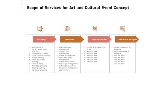 Organizing Perfect Arts Culture Festival Scope Of Services For Art And Cultural Event Concept Microsoft PDF