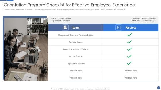 Orientation Program Checklist For Effective Employee Experience Slide Rules PDF Orientation Program Checklist For Effective Employee Experience Slide Rules PDF