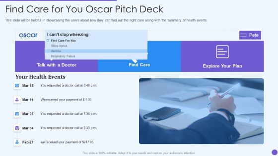 Oscar Healthcare Find Care For You Oscar Pitch Deck Ppt Outline Graphics Template PDF