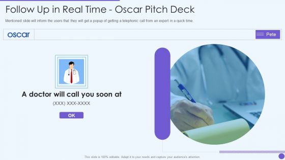 Oscar Healthcare Follow Up In Real Time Oscar Pitch Deck Ppt Icon Graphics PDF