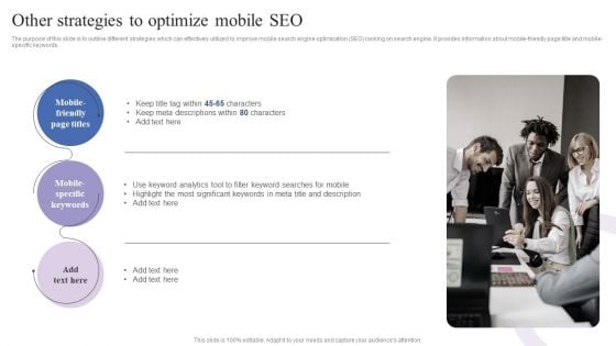 Other Strategies To Optimize Mobile Seo Mobile Search Engine Optimization Guide Pictures PDF